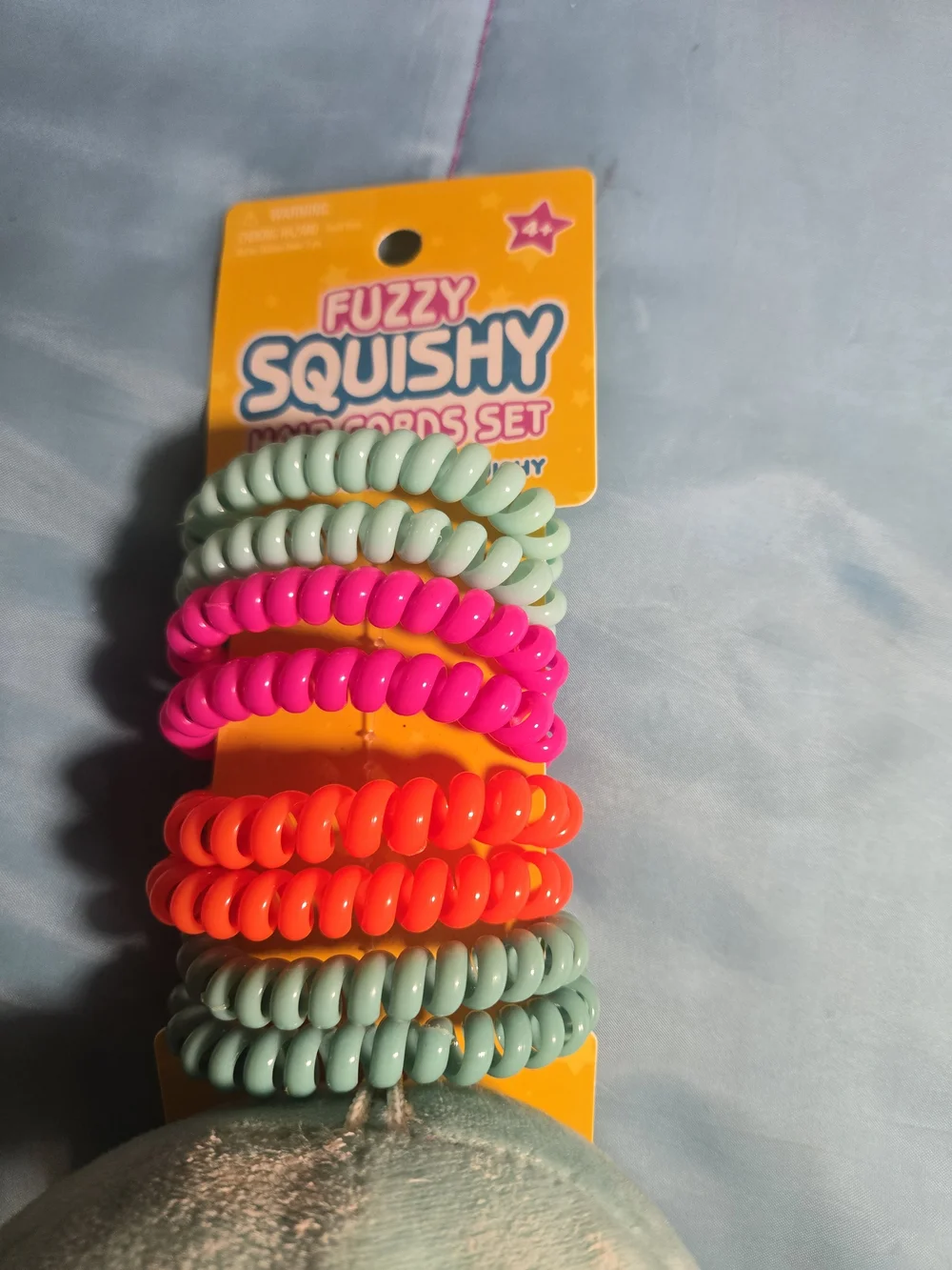 Kids Coil Hair Tie Set with Mint Owl Plush